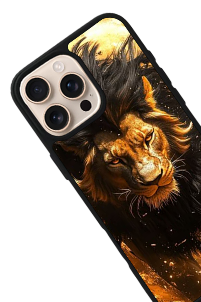 iPhone 14 Pro Uyumlu Aslan Tasarımlı Glossy Premium Kılıf