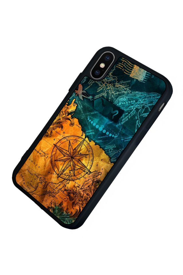 iPhone X/ XS Uyumlu Harita Tasarımlı Glossy Premium Kılıf