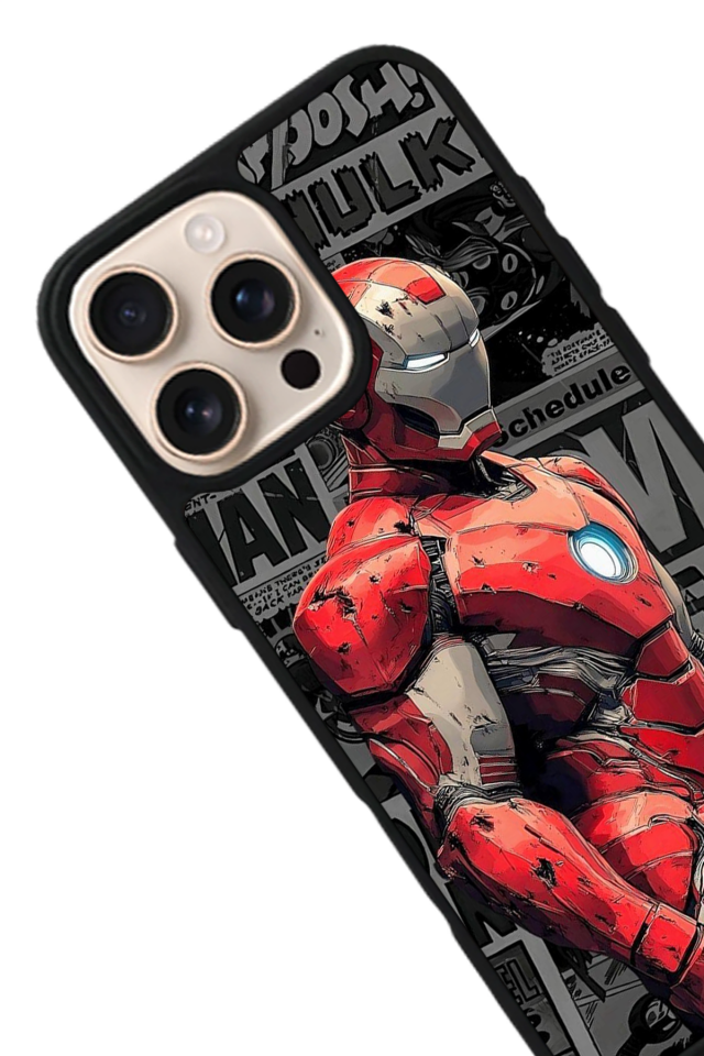 iPhone 16 Pro Uyumlu  Iron Man ( Demir Adam ) Tasarımlı Glossy Premium Kılıf