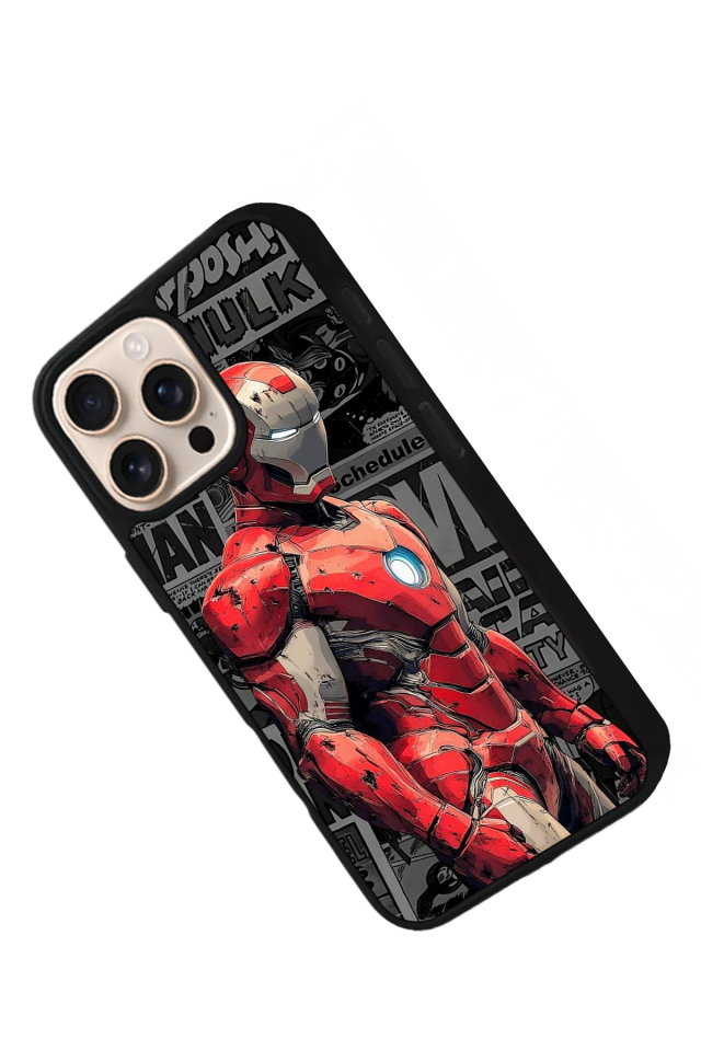 iPhone 16 Pro Uyumlu  Iron Man ( Demir Adam ) Tasarımlı Glossy Premium Kılıf