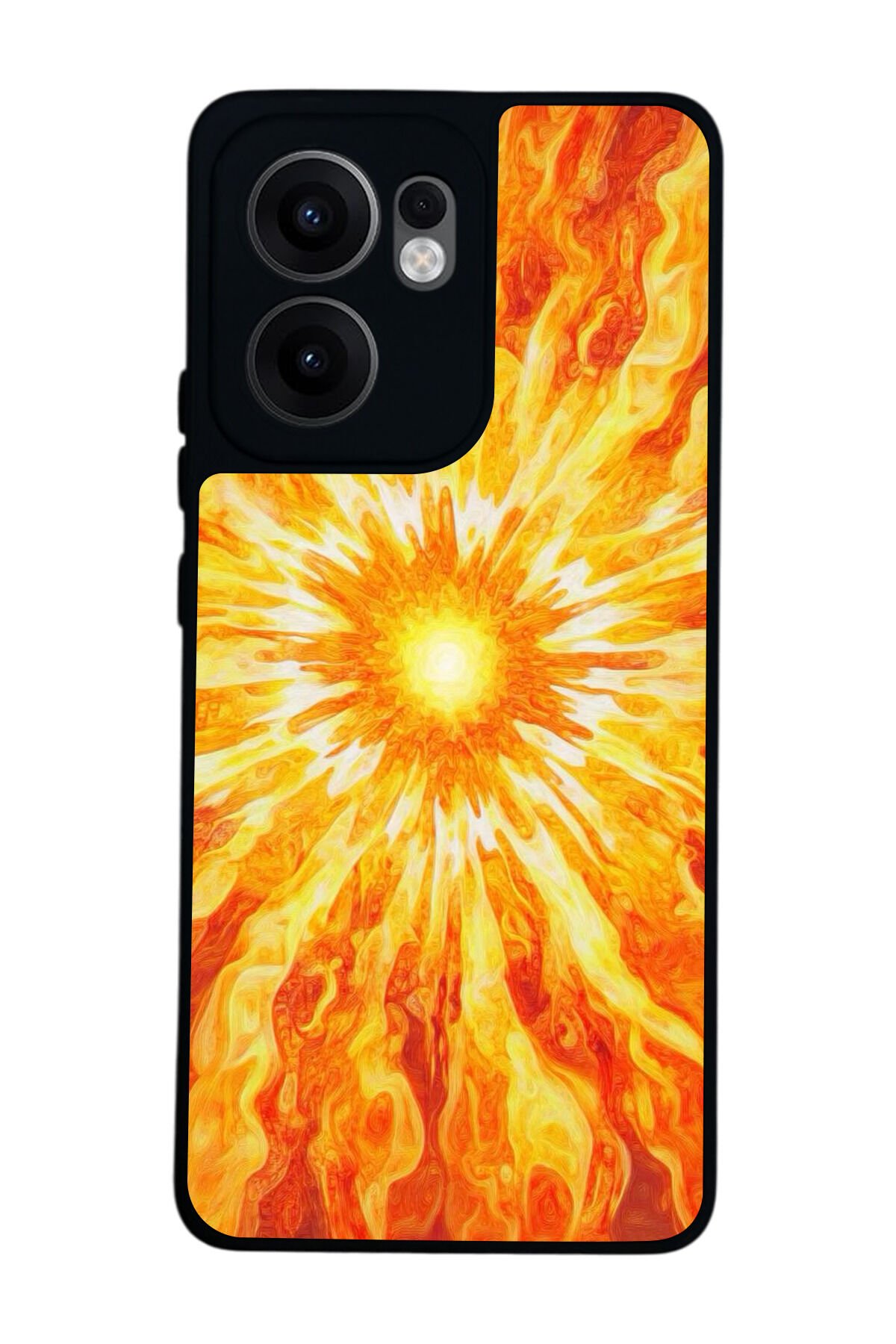 Oppo Reno 13F Uyumlu Güneş Tasarımlı Glossy Premium Kılıf
