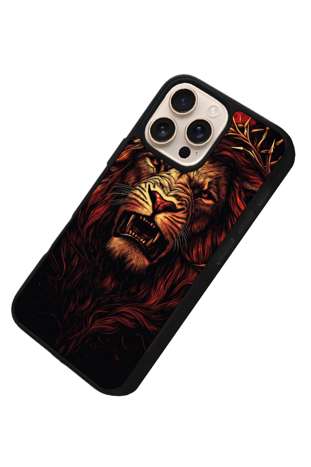 iPhone 14 Pro Uyumlu Aslan Tasarımlı Glossy Premium Kılıf