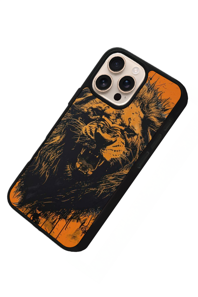 iPhone 14 Pro Uyumlu Aslan Tasarımlı Glossy Premium Kılıf