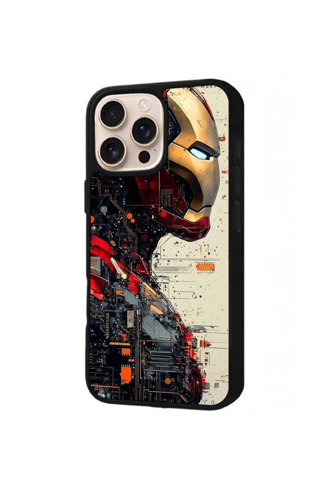 iPhone 16 Pro Uyumlu  Iron Man ( Demir Adam ) Tasarımlı Glossy Premium Kılıf