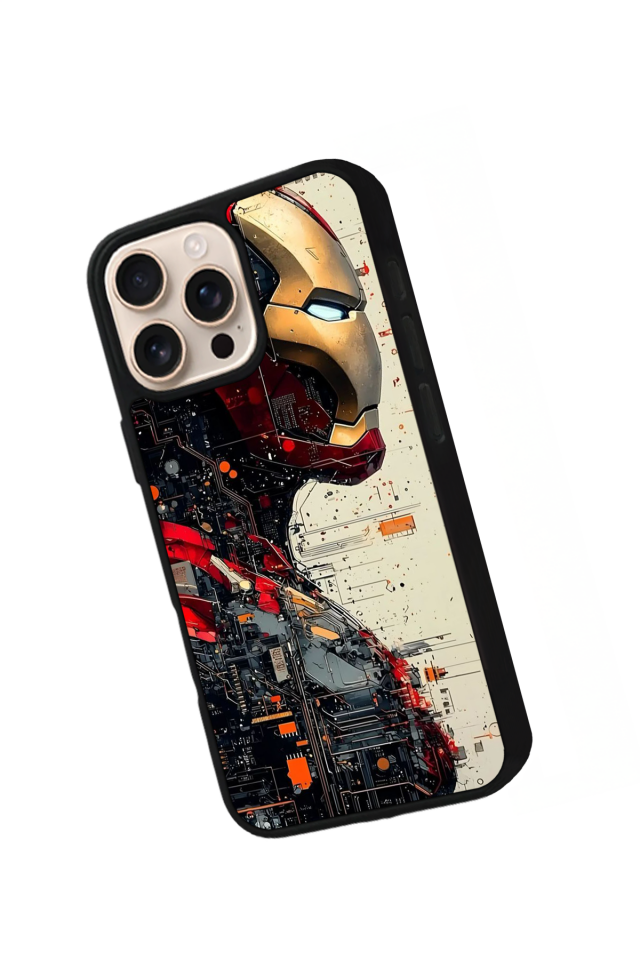iPhone 16 Pro Uyumlu  Iron Man ( Demir Adam ) Tasarımlı Glossy Premium Kılıf