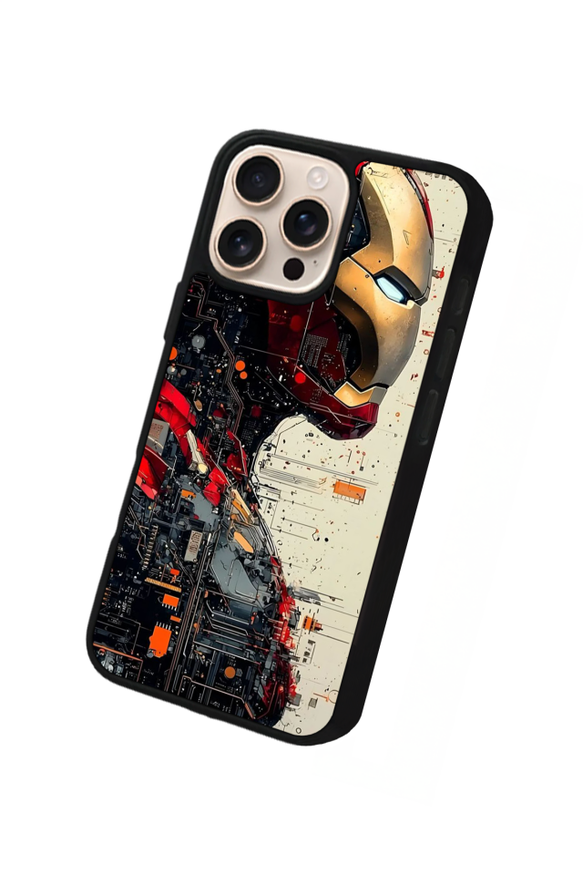 iPhone 16 Pro Uyumlu  Iron Man ( Demir Adam ) Tasarımlı Glossy Premium Kılıf