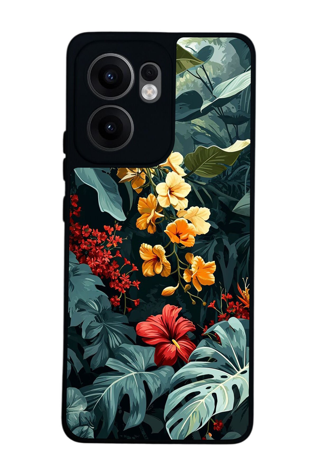 Oppo Reno 13F Uyumlu Botanik Tasarımlı Glossy Premium Kılıf