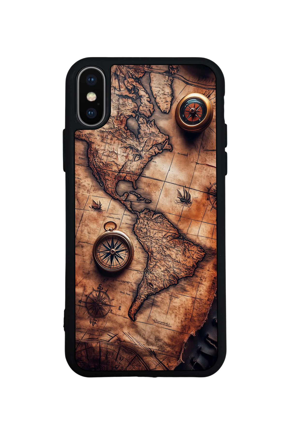 iPhone X/ XS Uyumlu Harita Tasarımlı Glossy Premium Kılıf