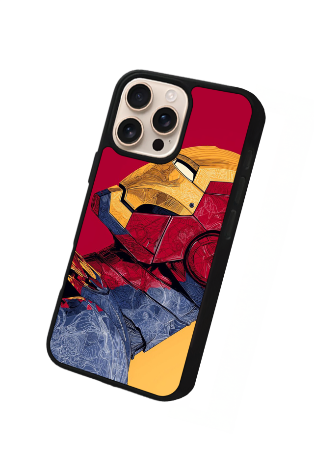 iPhone 16 Pro Uyumlu  Iron Man ( Demir Adam ) Tasarımlı Glossy Premium Kılıf