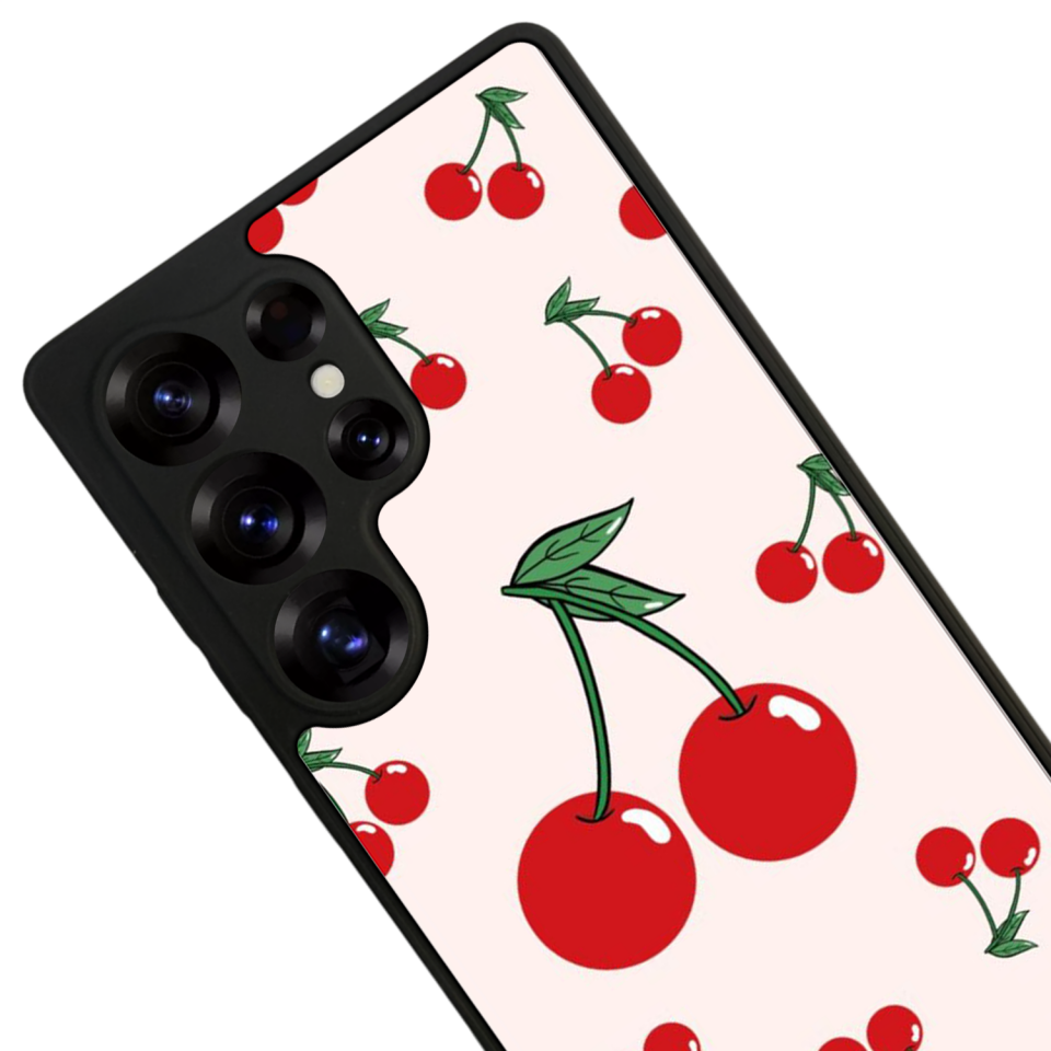 Samsung Galaxy S25 Ultra Uyumlu Kiraz Tasarımlı Glossy Premium Kılıf