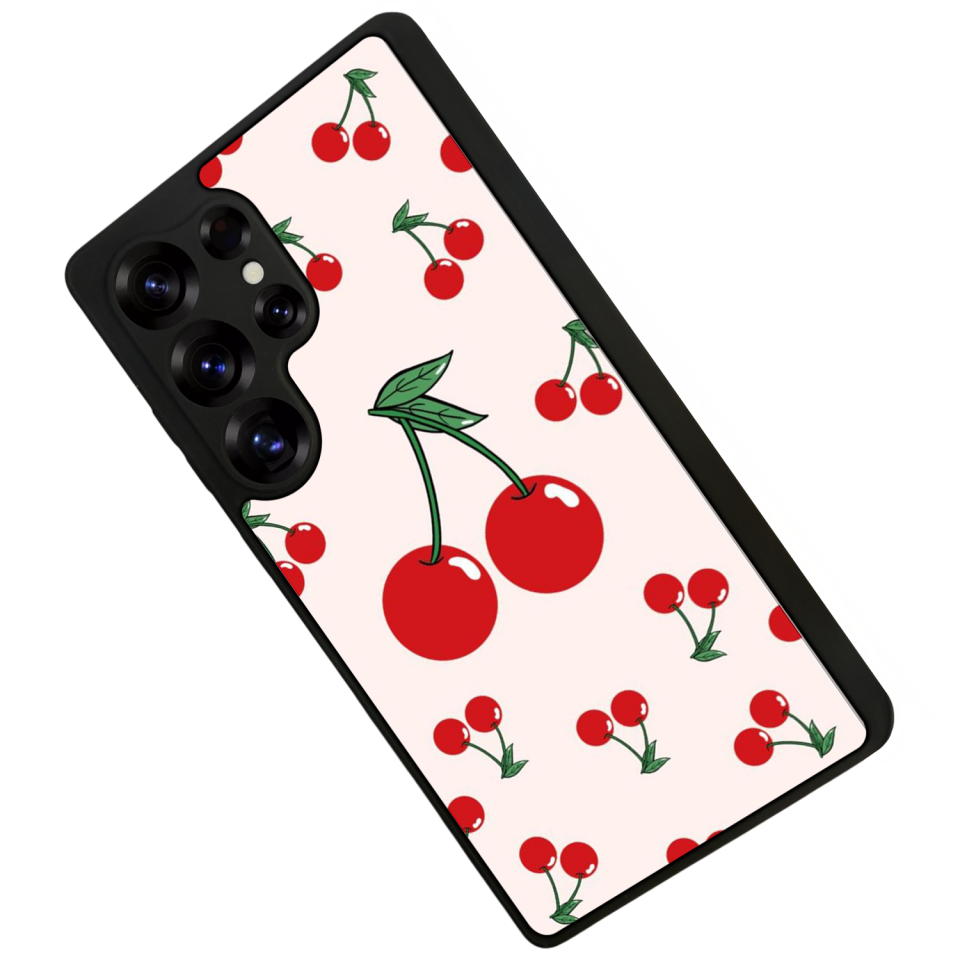 Samsung Galaxy S25 Ultra Uyumlu Kiraz Tasarımlı Glossy Premium Kılıf