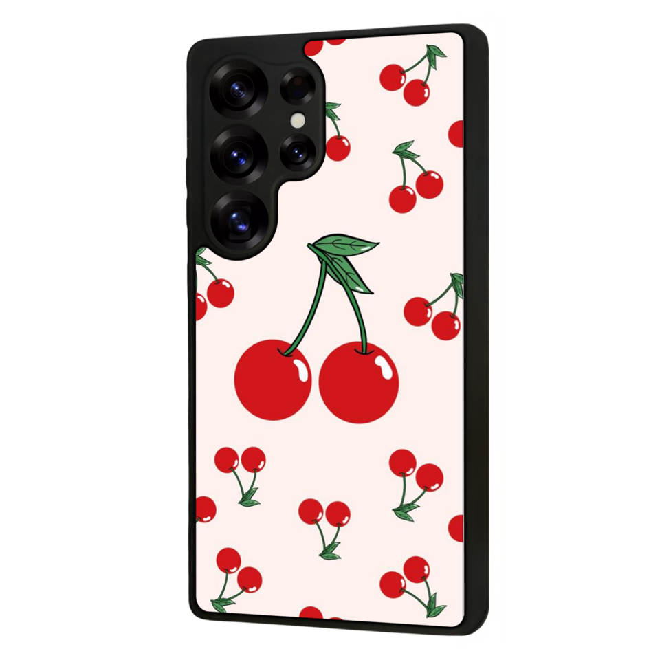 Samsung Galaxy S25 Ultra Uyumlu Kiraz Tasarımlı Glossy Premium Kılıf