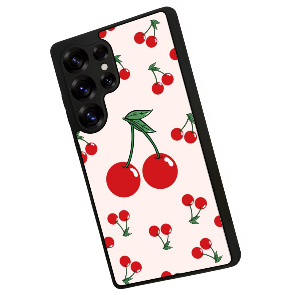 Samsung Galaxy S25 Ultra Uyumlu Kiraz Tasarımlı Glossy Premium Kılıf