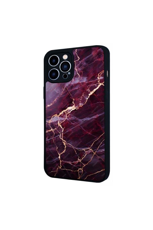 iPhone 13 Pro Max Uyumlu Mermer Marble Tasarımlı Glossy Premium Kılıf