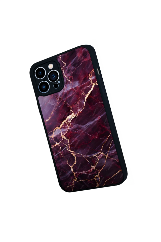 iPhone 13 Pro Max Uyumlu Mermer Marble Tasarımlı Glossy Premium Kılıf