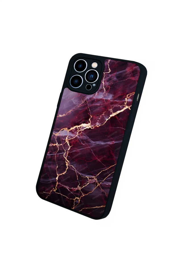 iPhone 13 Pro Max Uyumlu Mermer Marble Tasarımlı Glossy Premium Kılıf