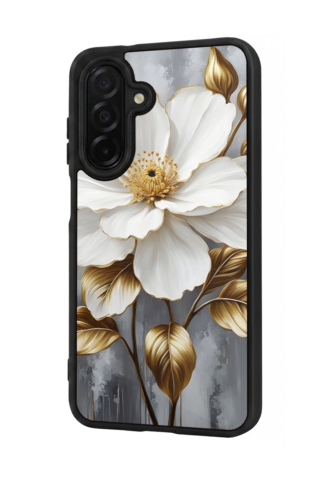 Samsung Galaxy A36 Uyumlu Yaldizli Cicek Tasarımlı Glossy Premium Kılıf
