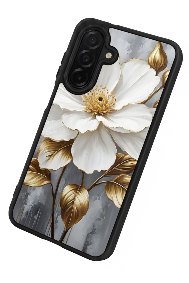 Samsung Galaxy A36 Uyumlu Yaldizli Cicek Tasarımlı Glossy Premium Kılıf