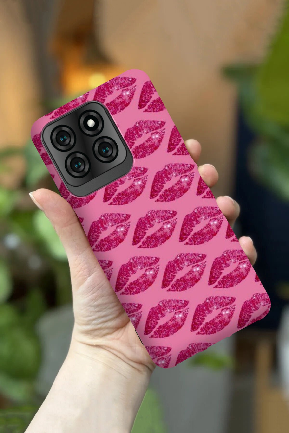 Reeder S71 Uyumlu Kamera Korumalı Pembe Dudak Desenli HD Baskılı Silikon Kılıf