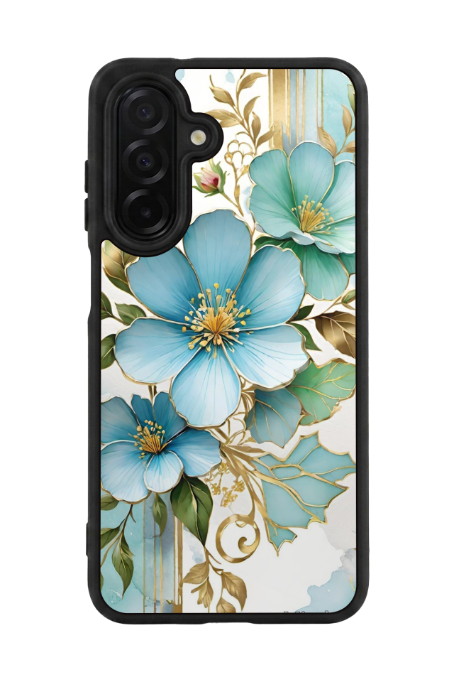 Samsung Galaxy A36 Uyumlu Yaldizli Cicek Tasarımlı Glossy Premium Kılıf