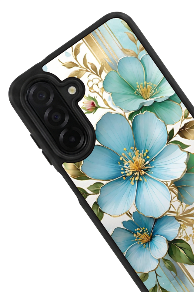 Samsung Galaxy A36 Uyumlu Yaldizli Cicek Tasarımlı Glossy Premium Kılıf
