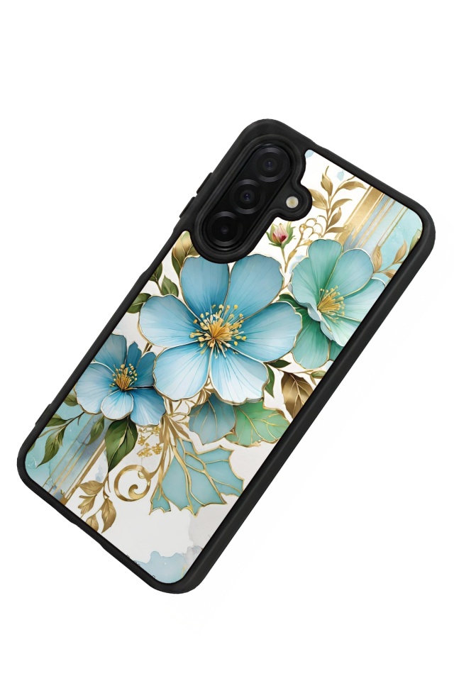 Samsung Galaxy A36 Uyumlu Yaldizli Cicek Tasarımlı Glossy Premium Kılıf