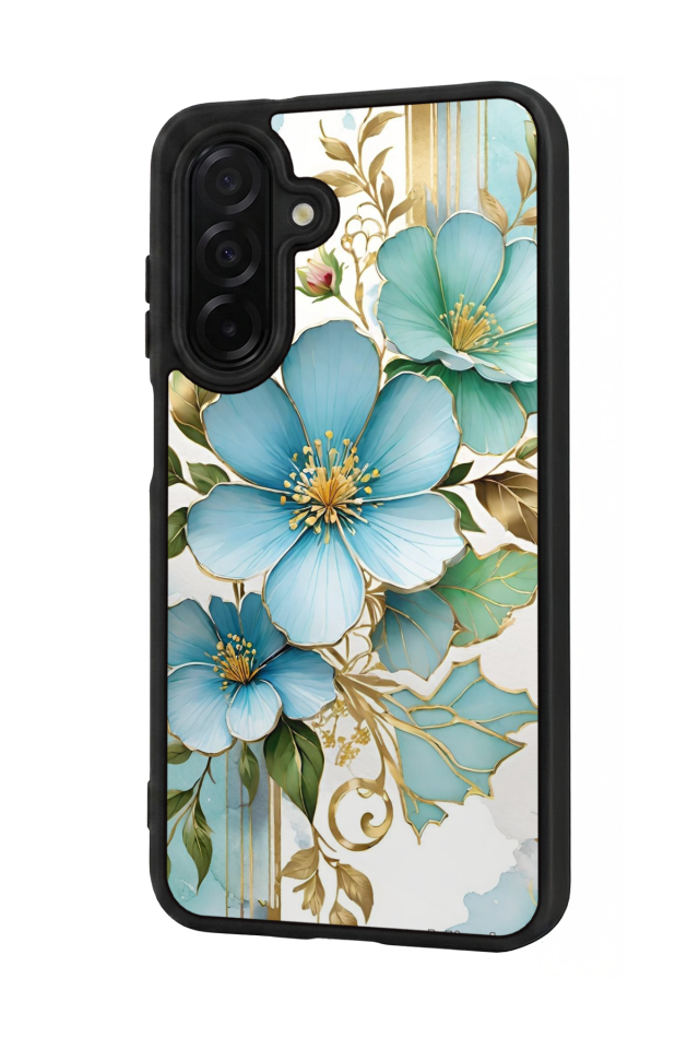 Samsung Galaxy A36 Uyumlu Yaldizli Cicek Tasarımlı Glossy Premium Kılıf