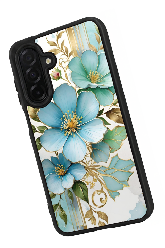Samsung Galaxy A36 Uyumlu Yaldizli Cicek Tasarımlı Glossy Premium Kılıf
