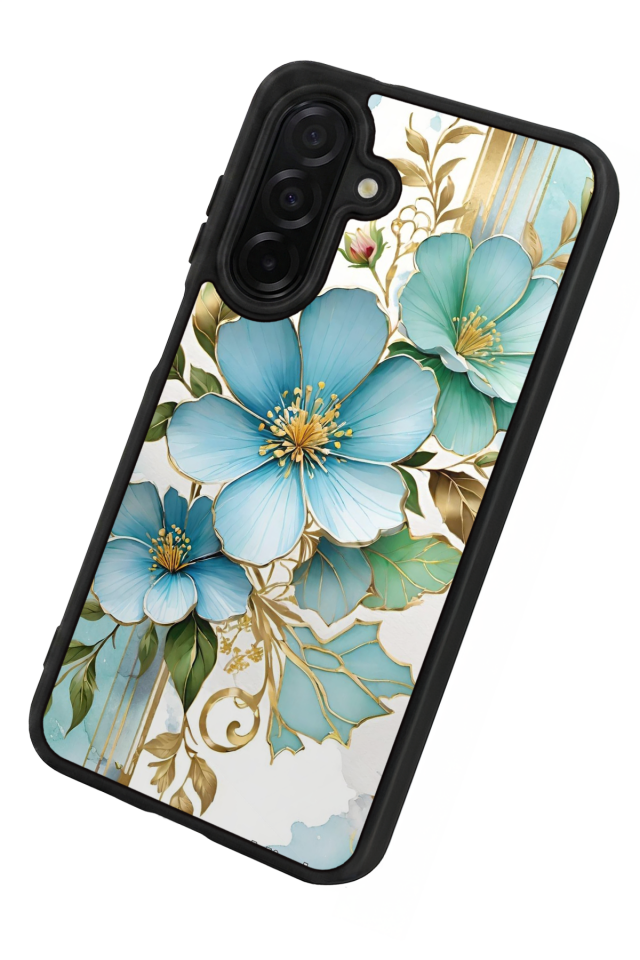 Samsung Galaxy A36 Uyumlu Yaldizli Cicek Tasarımlı Glossy Premium Kılıf