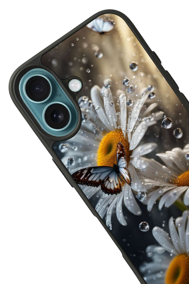iPhone 16 Uyumlu Cicek Tasarımlı Glossy Premium Kılıf