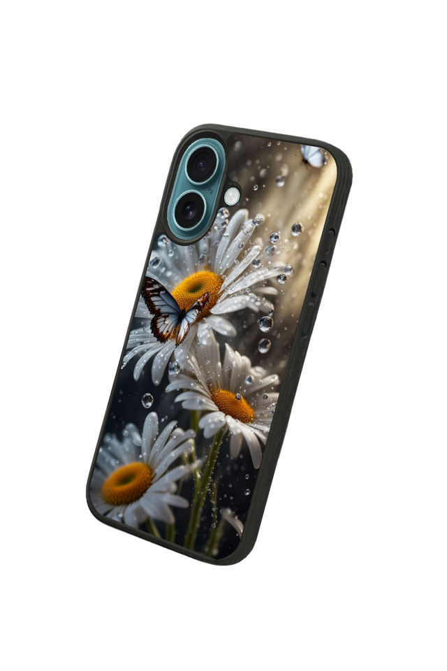 iPhone 16 Uyumlu Cicek Tasarımlı Glossy Premium Kılıf