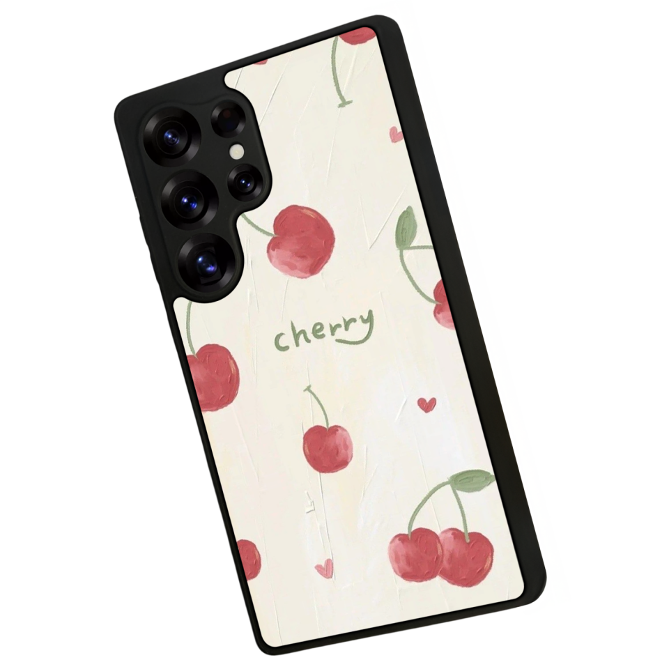 Samsung Galaxy S25 Ultra Uyumlu Kiraz Tasarımlı Glossy Premium Kılıf