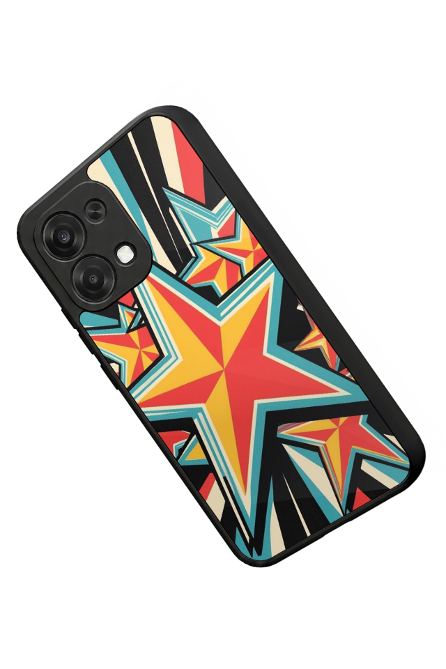 Oppo A6 Pro Uyumlu Retro Yildizlar Tasarımlı Glossy Premium Kılıf