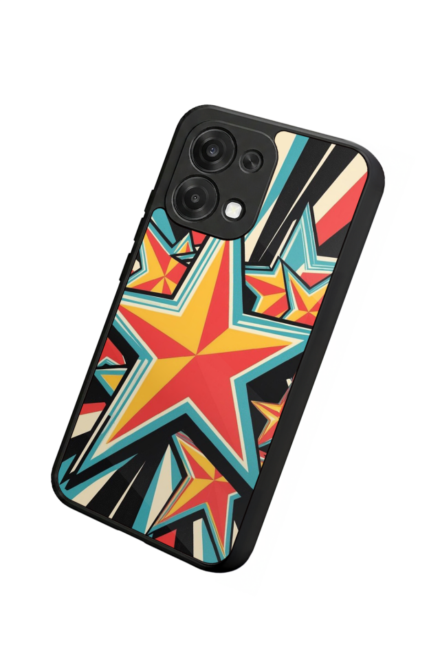 Oppo A6 Pro Uyumlu Retro Yildizlar Tasarımlı Glossy Premium Kılıf