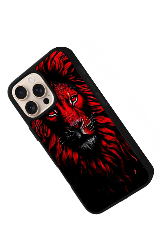 iPhone 14 Pro Uyumlu Aslan Tasarımlı Glossy Premium Kılıf
