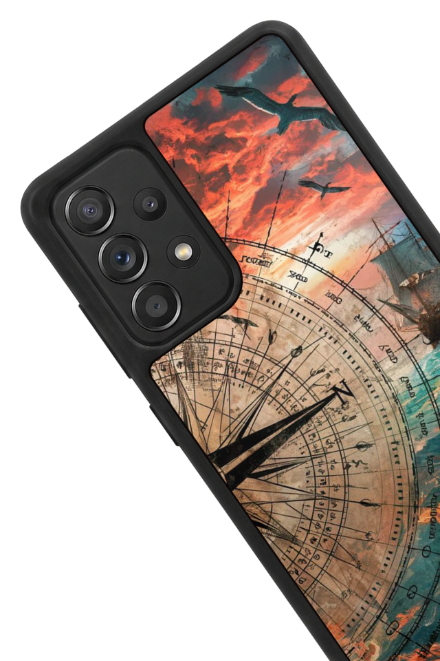 Samsung Galaxy A72 Uyumlu Pusula Tasarımlı Glossy Premium Kılıf