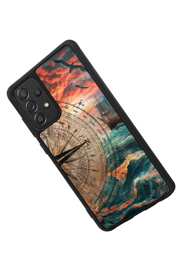 Samsung Galaxy A72 Uyumlu Pusula Tasarımlı Glossy Premium Kılıf
