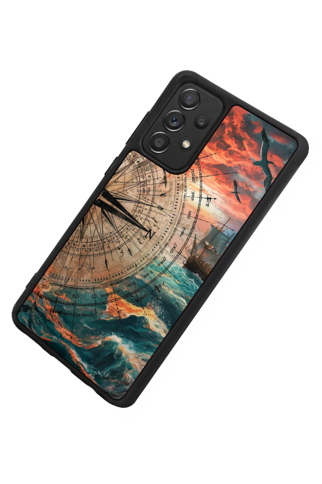 Samsung Galaxy A72 Uyumlu Pusula Tasarımlı Glossy Premium Kılıf