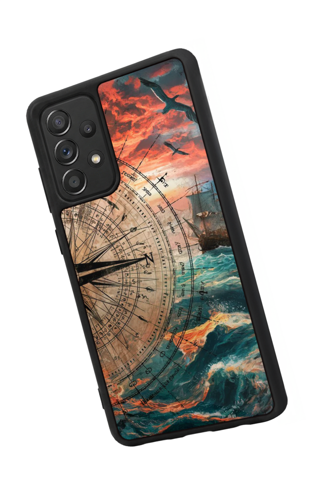 Samsung Galaxy A72 Uyumlu Pusula Tasarımlı Glossy Premium Kılıf