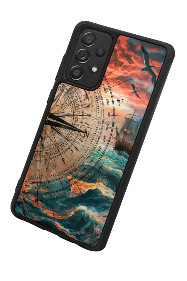 Samsung Galaxy A72 Uyumlu Pusula Tasarımlı Glossy Premium Kılıf