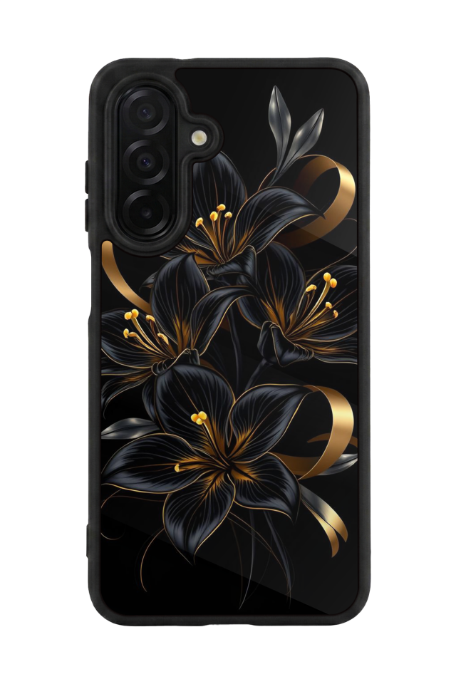 Samsung Galaxy A36 Uyumlu Yaldizli Cicek Tasarımlı Glossy Premium Kılıf