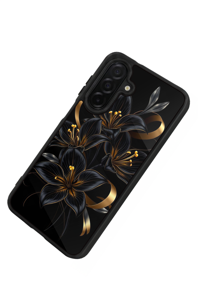 Samsung Galaxy A36 Uyumlu Yaldizli Cicek Tasarımlı Glossy Premium Kılıf