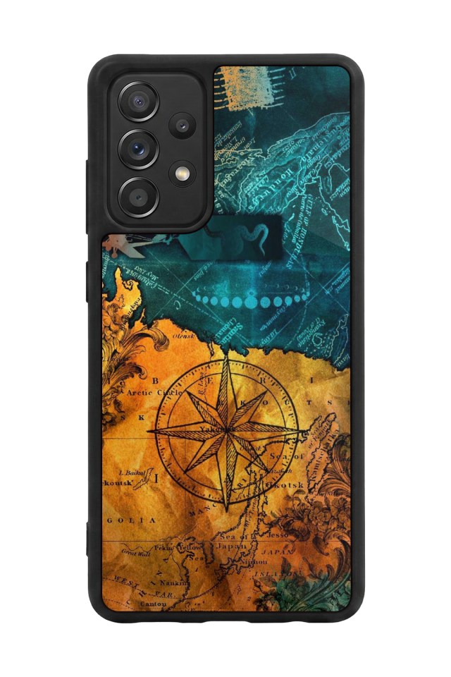 Samsung Galaxy A72 Uyumlu Pusula Tasarımlı Glossy Premium Kılıf