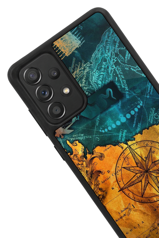 Samsung Galaxy A72 Uyumlu Pusula Tasarımlı Glossy Premium Kılıf
