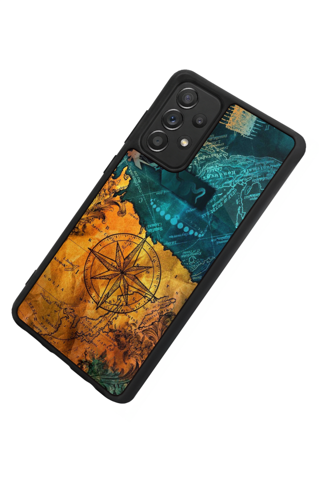 Samsung Galaxy A72 Uyumlu Pusula Tasarımlı Glossy Premium Kılıf