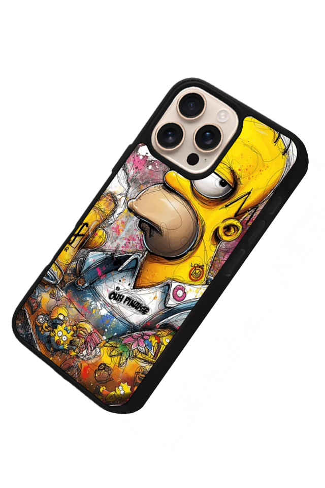 iPhone 15 Pro Max Uyumlu The Simpsons Tasarımlı Glossy Premium Kılıf