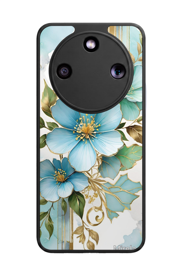 Honor Magic 8 Lite Uyumlu Yaldizli Cicek Tasarımlı Glossy Premium Kılıf