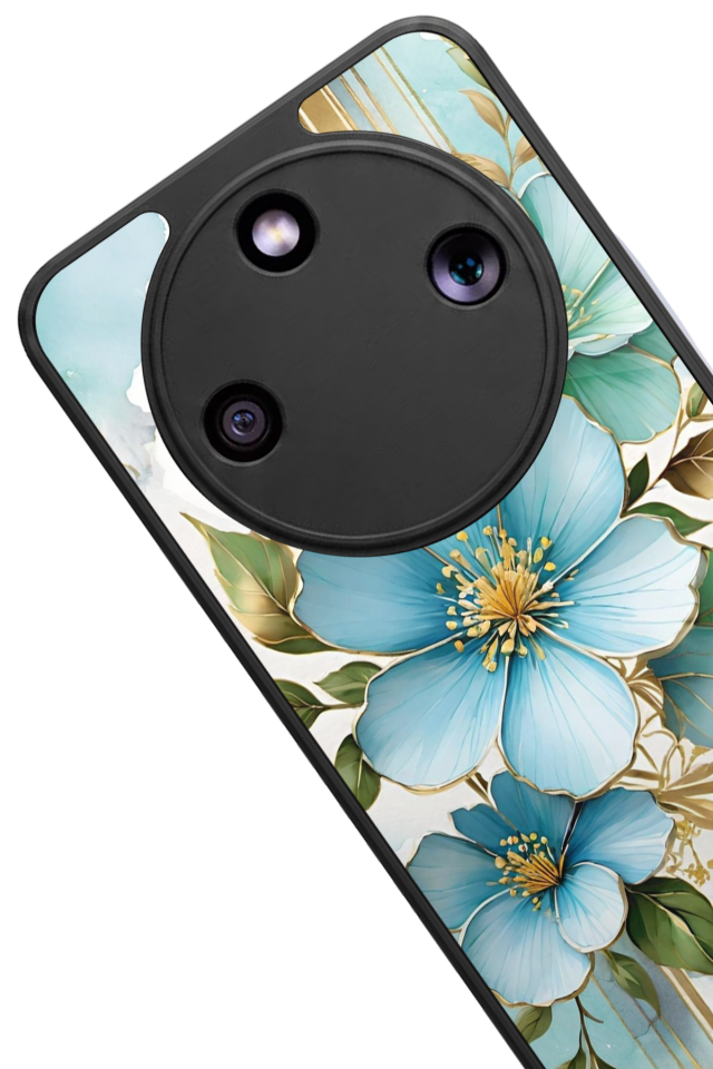 Honor Magic 8 Lite Uyumlu Yaldizli Cicek Tasarımlı Glossy Premium Kılıf