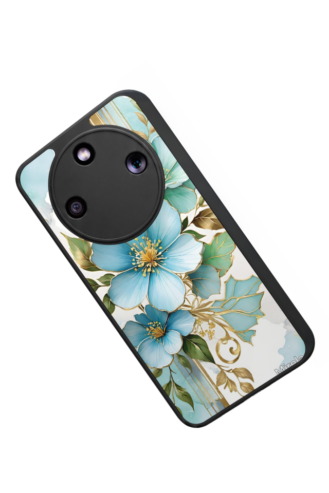 Honor Magic 8 Lite Uyumlu Yaldizli Cicek Tasarımlı Glossy Premium Kılıf