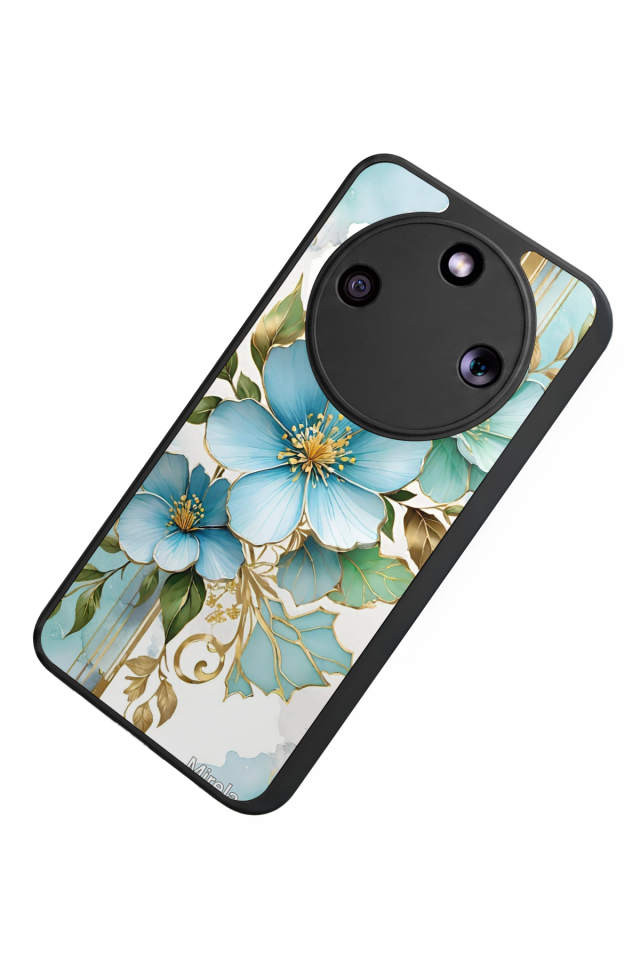 Honor Magic 8 Lite Uyumlu Yaldizli Cicek Tasarımlı Glossy Premium Kılıf